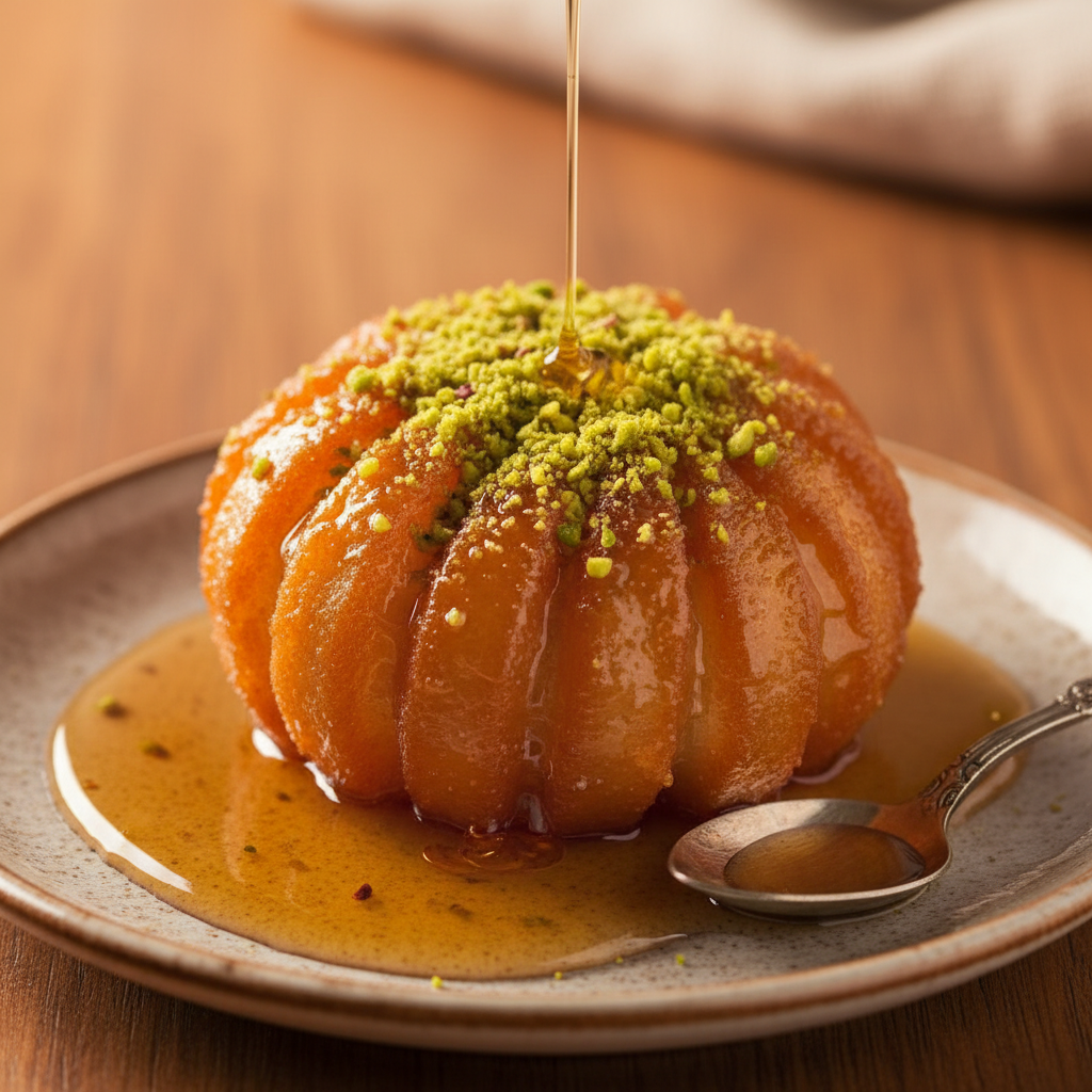 Şerbetin süzülmesini bekleyen sıcak hamur tatlısı.